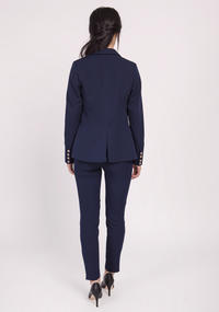 Navy Blue Classic Jacket Fastened with One Button