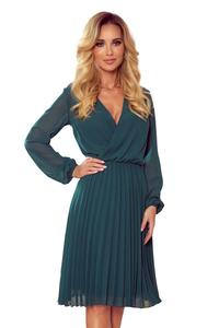 Green Wrapped Front Pleated Dress