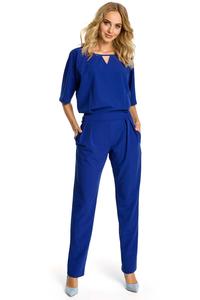 Navy Elegant Jumpsuit Short Sleeves