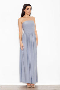 Grey Bandeau Maxi Dress with Side Slit