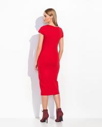 Red Plain&Simple Casual Midi Dress