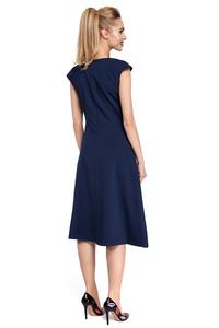 Classic Flared Navy Blue Dress With Frills