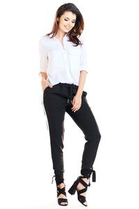 Black Casual Pants with Stripes