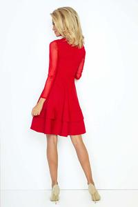 Red Coctail Dress with Transparent Sleeves