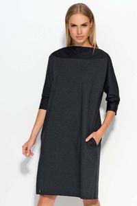 Dark Grey Oversized Casual Dress with Side Pockets