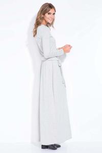 Light Grey Casual Fit Belted Maxi Dress