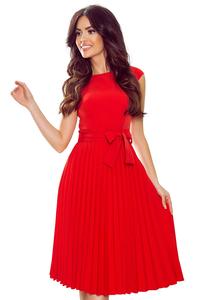 Red Cocktail Pleated Dress