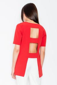 Red Elegant Cut-Out Back Blouse