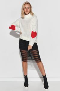 Turtleneck sweater with hearts on the sleeves - Ecru