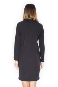 Black Simple Dress with Golden Stripes on The Sleeves
