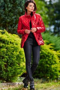 Red Shiny High Neck Fall Jacket