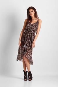 Midi Leopard Dress Asymmetrical Bottom