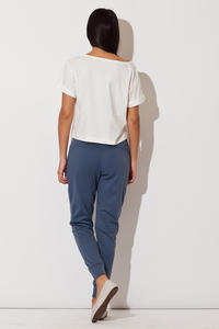 Blue Casual Pants with Golden Zip