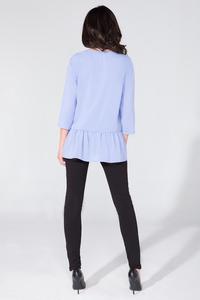 Light Blue Romantic V-Neck Blouse with a Frill