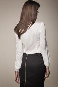 White Chic Buttons Closure Blouse with a Frill