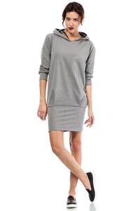 Grey  Casual Hooded Slim Skirt with Zipp Dress