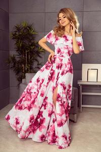 Pink Flowers Maxi Elegant Dress