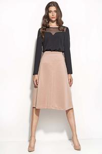 Pale Pink Textured Midi Length Seam Skirt 