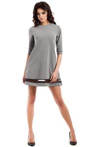Grey Classic Flared Dress with Transparent Strap