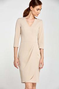 Beige Classic Office Style Dress