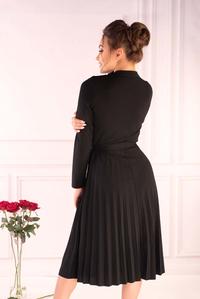 Black Pleated Dress with Built-in Neckline