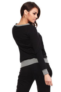 Black Dynamic Sporty Sweatshirt Long-sleeve Blouse