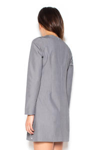 Grey Flared 3/4 Sleeves V-Neckline Mini Dress