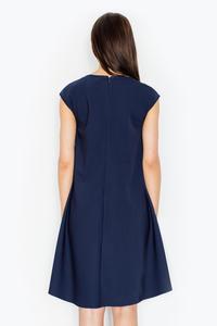 Dark Blue Asymmetric Hem Romantic Swing Dress