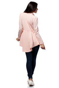 Powder Pink Seam Blazer with Cascading Back Hemline