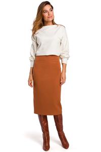Red Pencil Skirt over the Knee with a cut belt