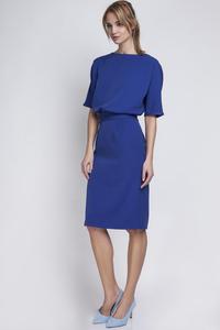 Indigo Blue Elegant Pencil Skirt 1/2 Sleeves Dress