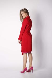 Red Elegant Coat with a frill on the sleeve