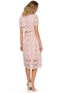 Pink Lace Dress Midi Length