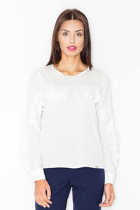 Ecru Long Sleeves Blouse with a Frill