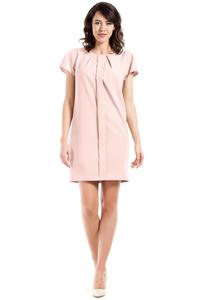 Powder Pink Simple Style Short Sleeves Dress