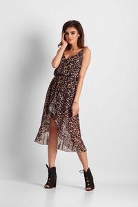 Midi Leopard Dress Asymmetrical Bottom