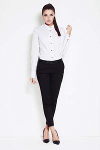 Ecru Collar Shirt with Metallic Buttons and Zipper Sleeves