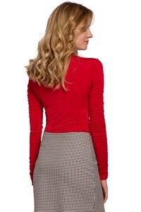 Red  Tourtleneck Drapped Sleeves Body