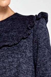 Dark Blue Light Sweater with Frill