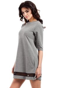Grey Classic Flared Dress with Transparent Strap
