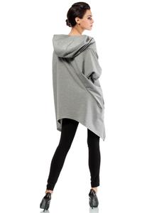 Grey Oversized Asymetrical Hooded Blouse