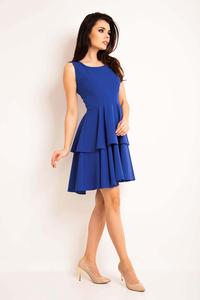 Blue Flared Dress with Frills
