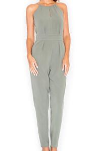 Green Elegant Chain Halterneck Long Legs Jumpsuit