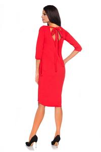 Red Casual Dress with Cut Out Back and Self Tie Bow