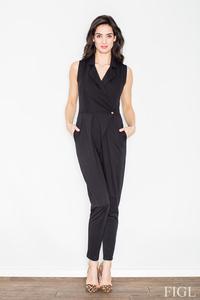 Black Wrap Design Shirt's Style Collar Ladies Jumpsuit