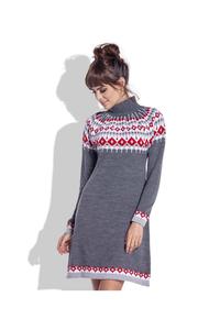 Dark Grey Knitted Scandinawian Patterns Dress