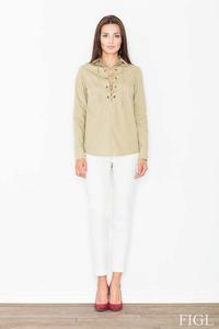 Olive Green Lace-up Front Shirt