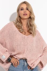 Light Pink Oversized V-Neck Sweater