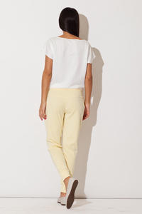 Yellow Casual Pants with Golden Zip