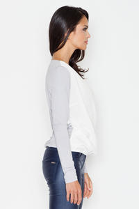 Dark Grey Long Sleeves V-Neckline Blouse